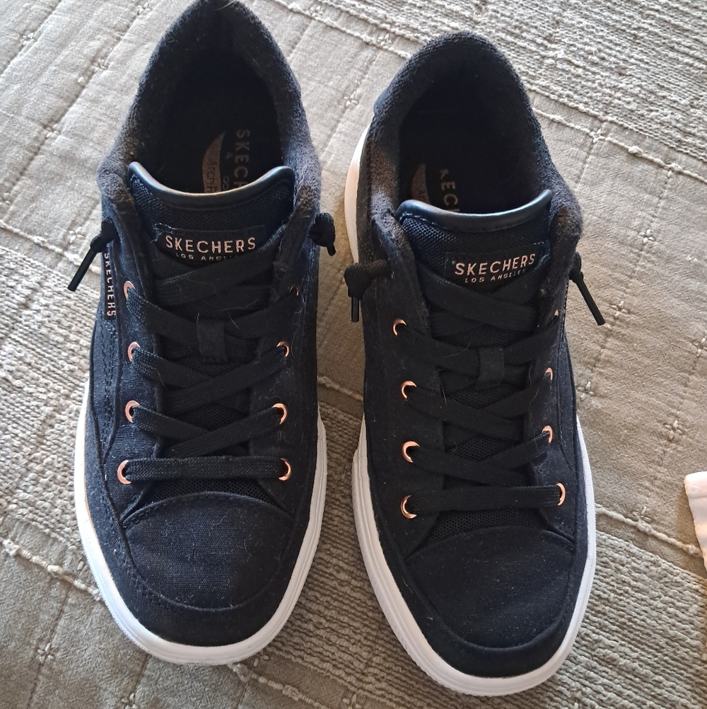 Skechers Black Sneakers with Rose Gold Accents